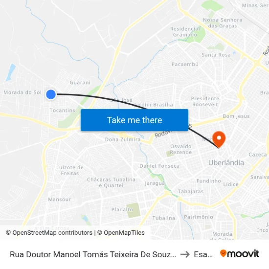 Rua Doutor Manoel Tomás Teixeira De Souza, 1142 to Esamc map