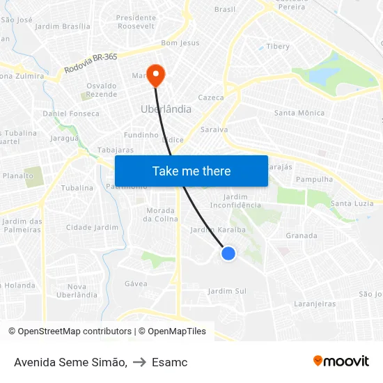 Avenida Seme Simão, to Esamc map