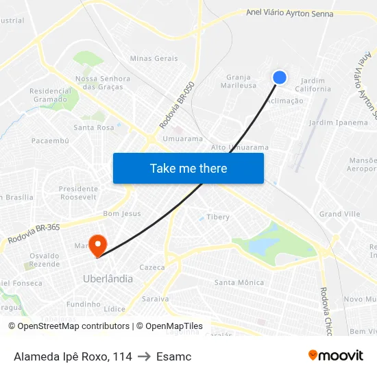 Alameda Ipê Roxo, 114 to Esamc map