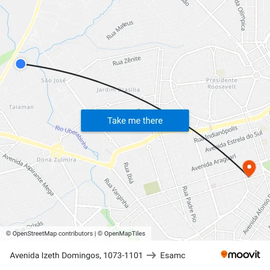 Avenida Izeth Domingos, 1073-1101 to Esamc map