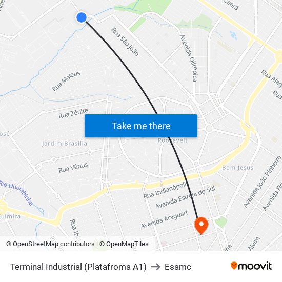 Terminal Industrial (Platafroma A1) to Esamc map