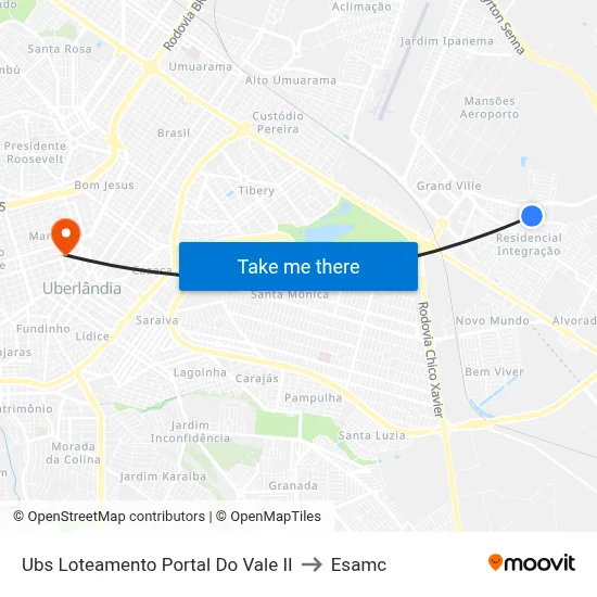 Ubs Loteamento Portal Do Vale II to Esamc map