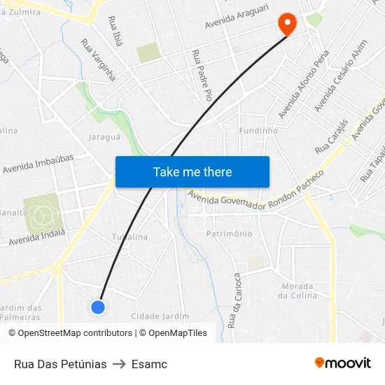Rua Das Petúnias to Esamc map