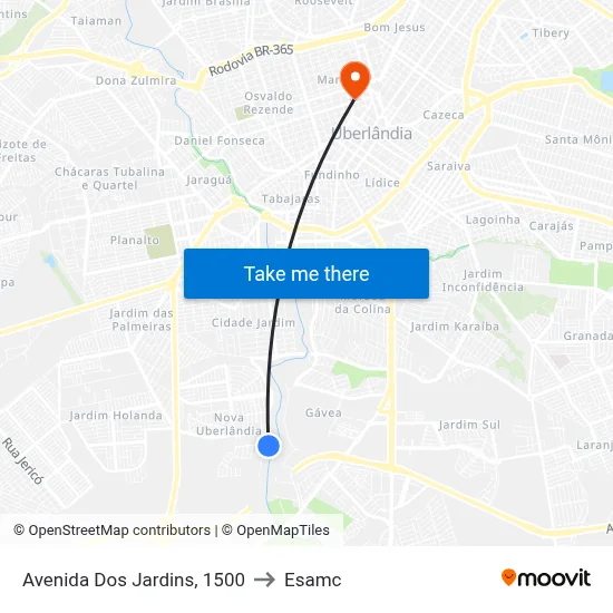 Avenida Dos Jardins, 1500 to Esamc map