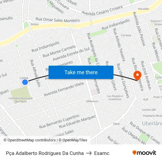 Pça Adalberto Rodrigues Da Cunha to Esamc map