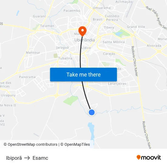 Ibiporã to Esamc map