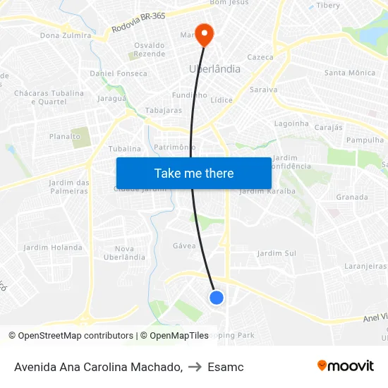 Avenida Ana Carolina Machado, to Esamc map