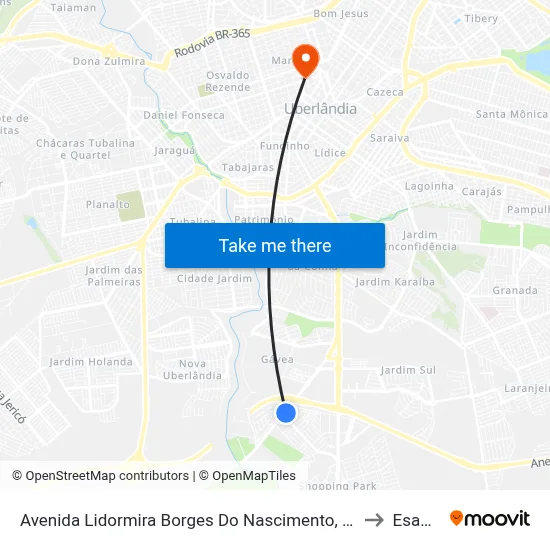 Avenida Lidormira Borges Do Nascimento, 222 to Esamc map