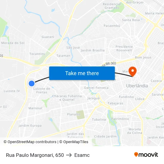 Rua Paulo Margonari, 650 to Esamc map