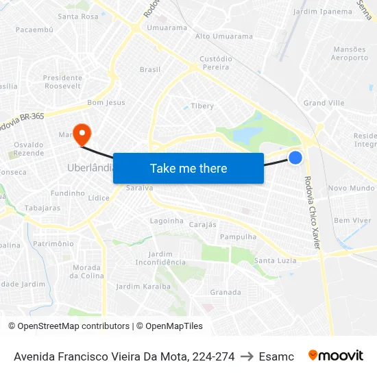 Avenida Francisco Vieira Da Mota, 224-274 to Esamc map