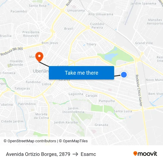 Avenida Ortízio Borges, 2879 to Esamc map