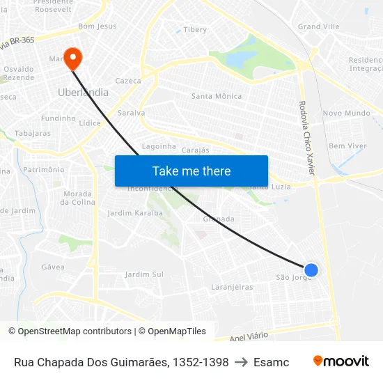 Rua Chapada Dos Guimarães, 1352-1398 to Esamc map