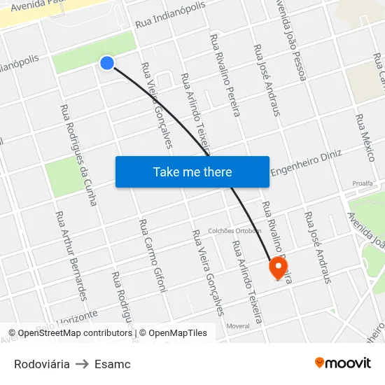 Rodoviária to Esamc map