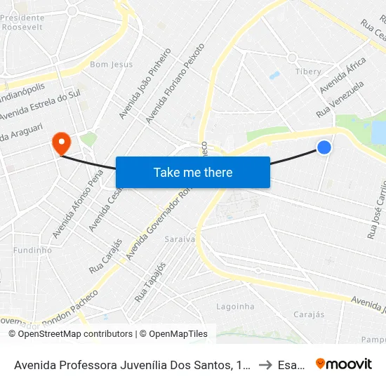 Avenida Professora Juvenília Dos Santos, 144-198 to Esamc map