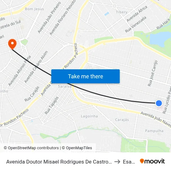 Avenida Doutor Misael Rodrigues De Castro, 1489 to Esamc map