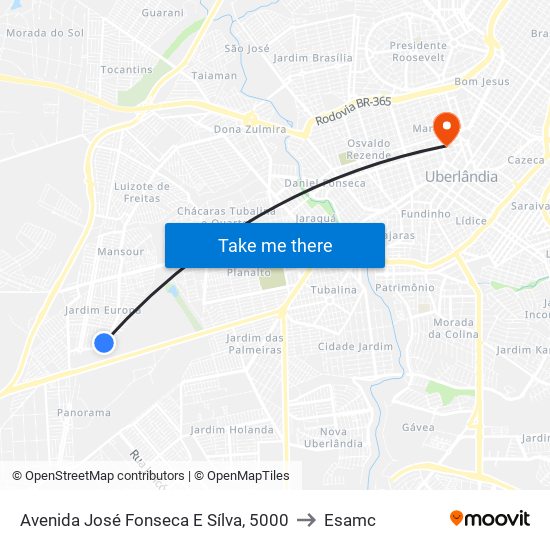Avenida José Fonseca E Sílva, 5000 to Esamc map