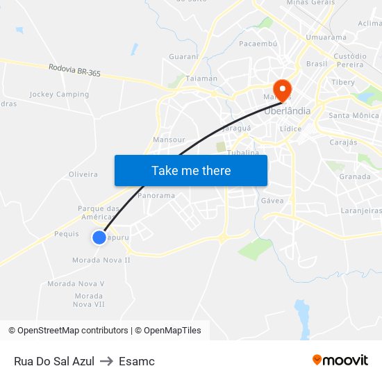Rua Do Sal Azul to Esamc map