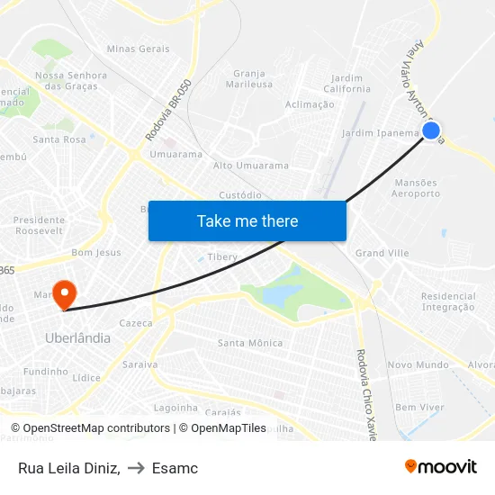 Rua Leila Diniz, to Esamc map