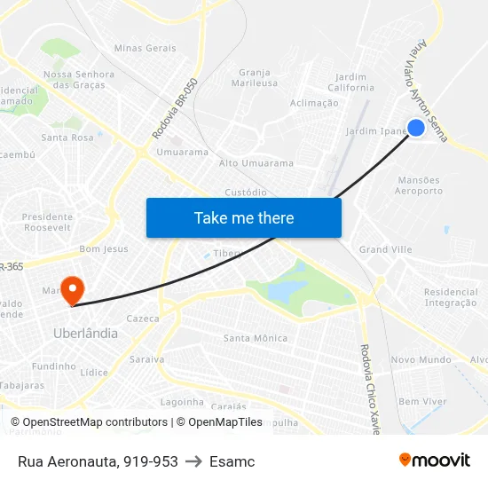 Rua Aeronauta, 919-953 to Esamc map