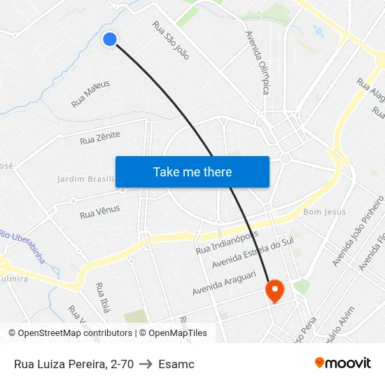 Rua Luiza Pereira, 2-70 to Esamc map