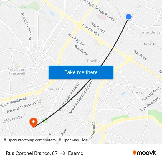 Rua Coronel Branco, 87 to Esamc map