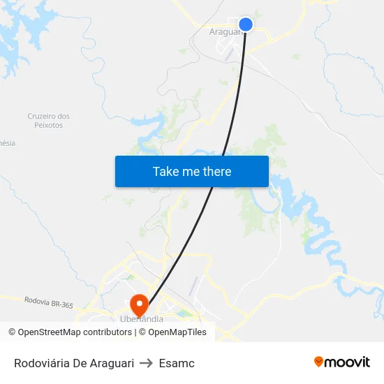 Rodoviária De Araguari to Esamc map