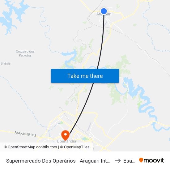 Supermercado Dos Operários - Araguari Intermunicipal to Esamc map