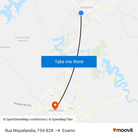 Rua Niquelandia, 754-828 to Esamc map