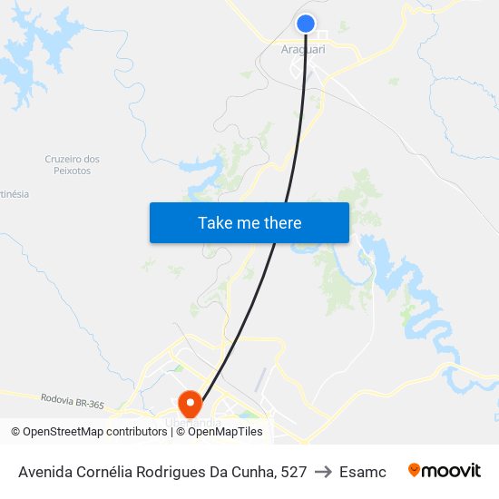 Avenida Cornélia Rodrigues Da Cunha, 527 to Esamc map