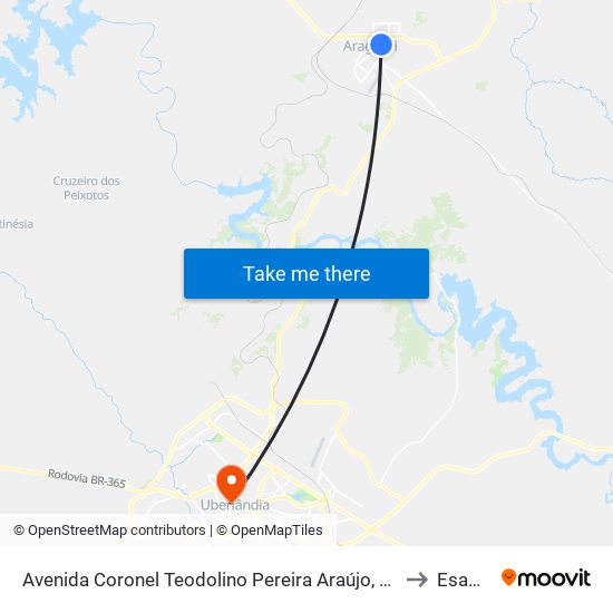 Avenida Coronel Teodolino Pereira Araújo, 133 to Esamc map