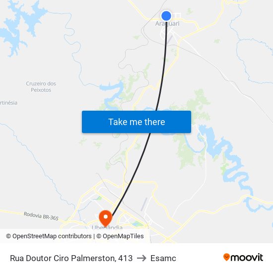 Rua Doutor Ciro Palmerston, 413 to Esamc map