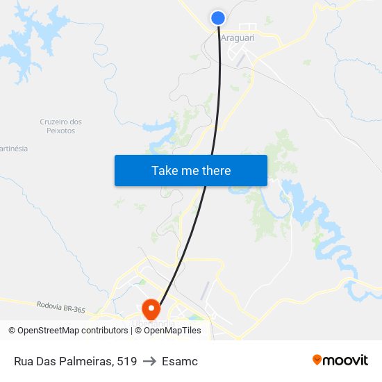 Rua Das Palmeiras, 519 to Esamc map