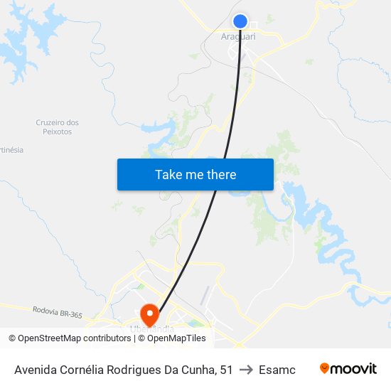 Avenida Cornélia Rodrigues Da Cunha, 51 to Esamc map