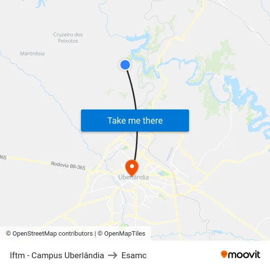 Iftm - Campus Uberlândia to Esamc map