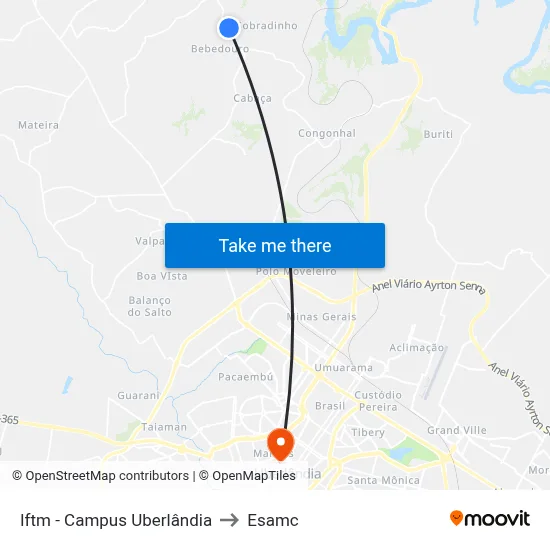 Iftm - Campus Uberlândia to Esamc map