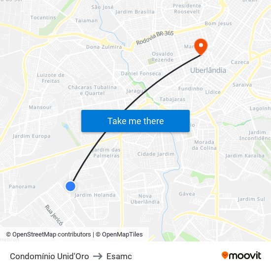 Condomínio Unid'Oro to Esamc map