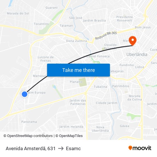 Avenida Amsterdã, 631 to Esamc map