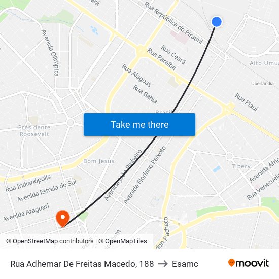 Rua Adhemar De Freitas Macedo, 188 to Esamc map