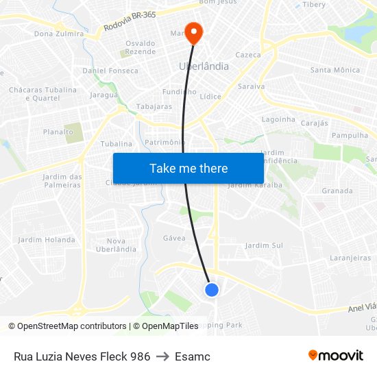 Rua Luzia Neves Fleck 986 to Esamc map