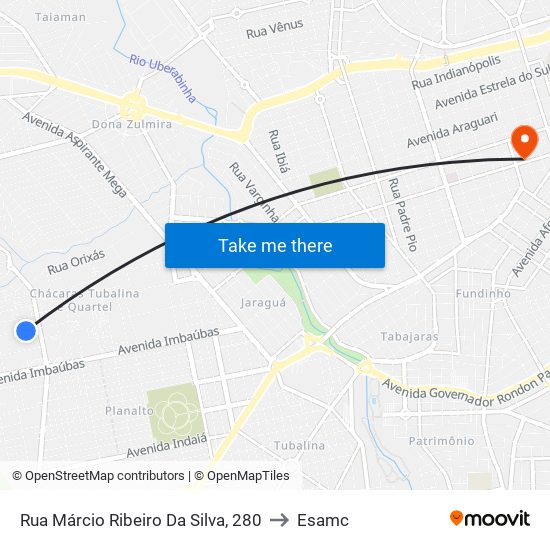 Rua Márcio Ribeiro Da Silva, 280 to Esamc map