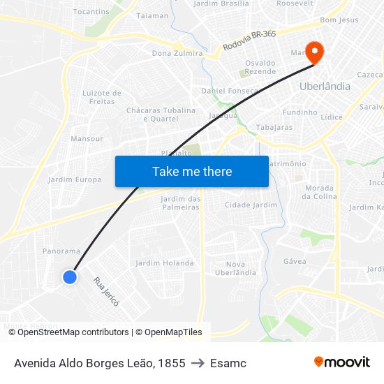Avenida Aldo Borges Leão, 1855 to Esamc map