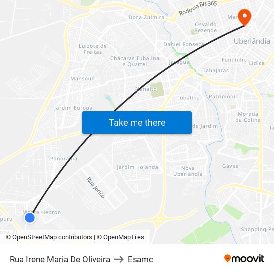 Rua Irene Maria De Oliveira to Esamc map