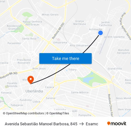 Avenida Sebastião Manoel Barbosa, 845 to Esamc map