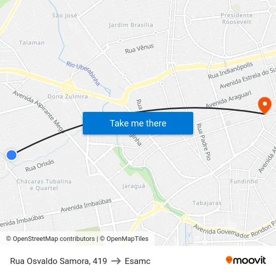 Rua Osvaldo Samora, 419 to Esamc map