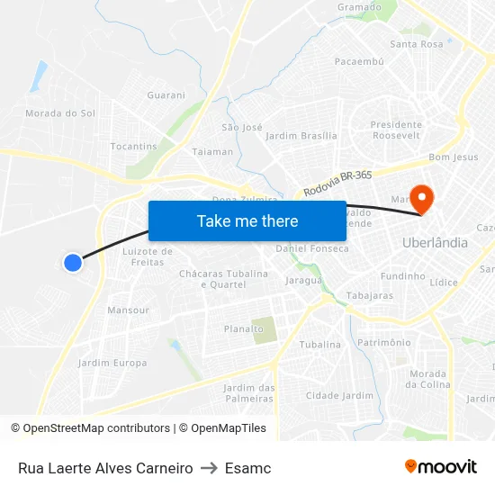 Rua Laerte Alves Carneiro to Esamc map