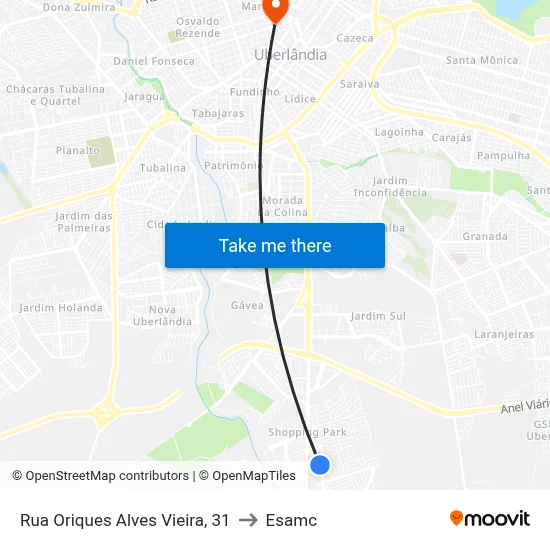 Rua Oriques Alves Vieira, 31 to Esamc map
