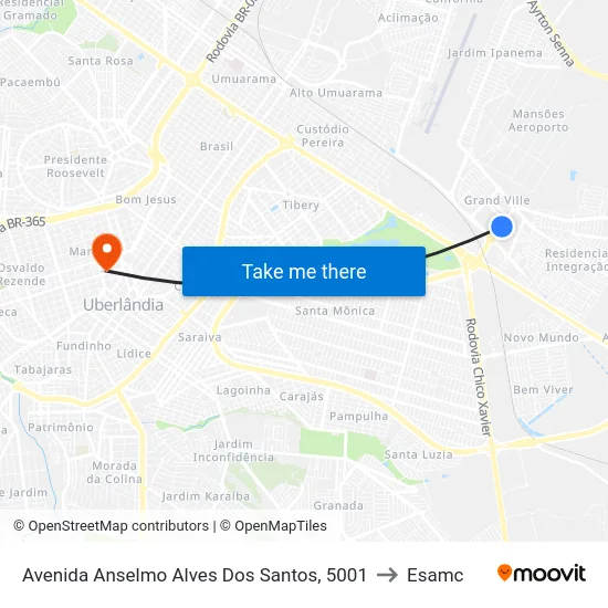 Avenida Anselmo Alves Dos Santos, 5001 to Esamc map