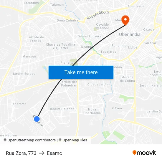 Rua Zora, 773 to Esamc map