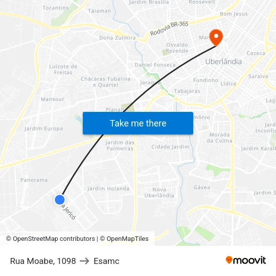 Rua Moabe, 1098 to Esamc map