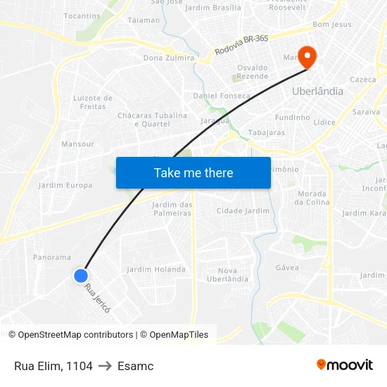 Rua Elim, 1104 to Esamc map
